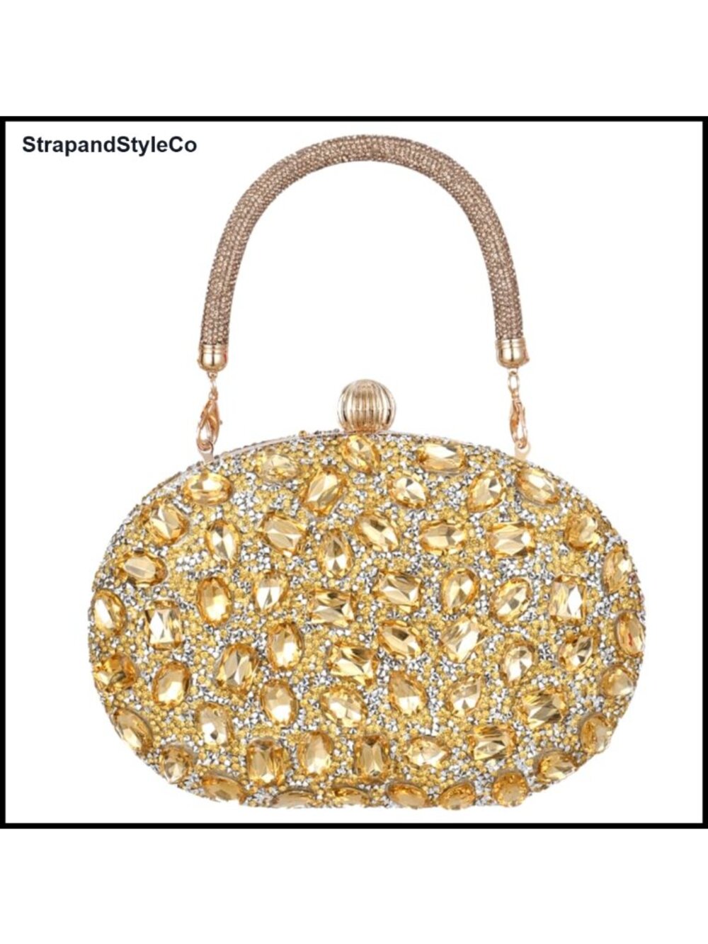 Rhinestone Evening Clutch Crossbody Purse Detachable Chain Women's Handbag